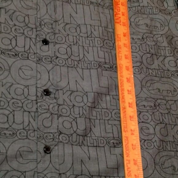 Vintage Y2K Ecko Unltd Shirt 2XL Gray All Over Print Logo Spellout Streetwear - Picture 9 of 13